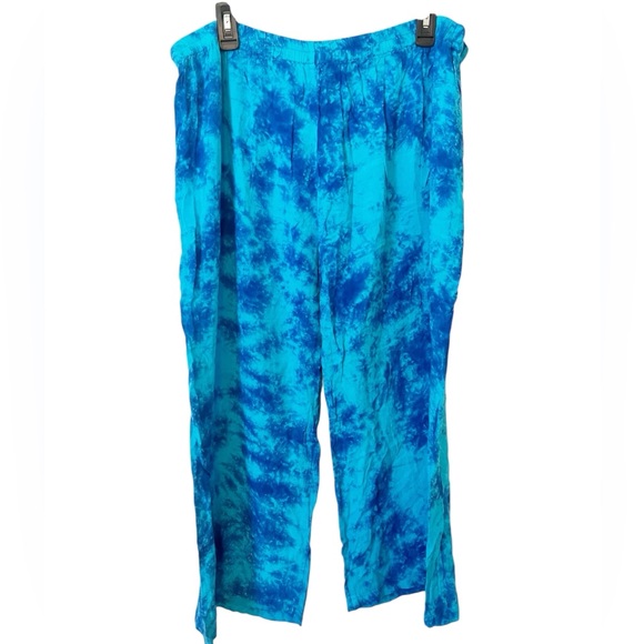 Tropics Clothing Blue Tie Dye Lightweight Pull On Drawstring Pants Size Large - Picture 2 of 3